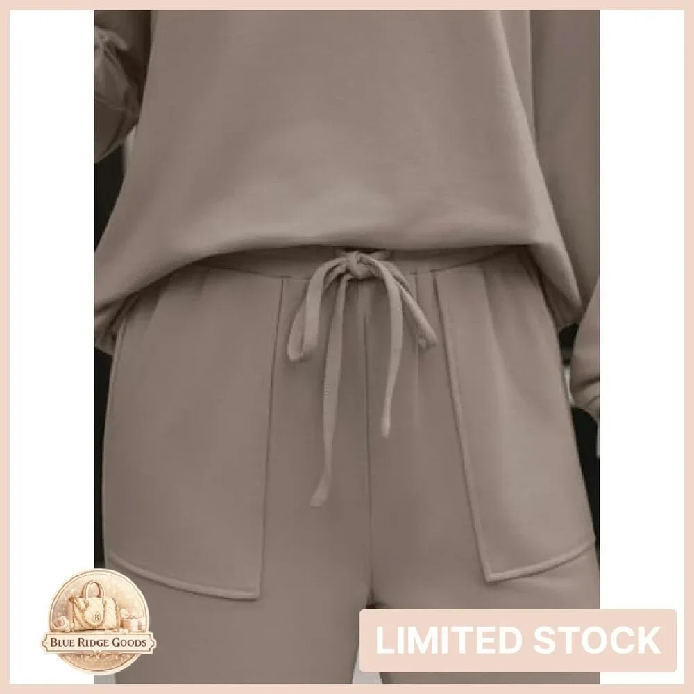 Mock Turtleneck Top Wide Leg Pants Lounge Set Y2K Chic Minimal